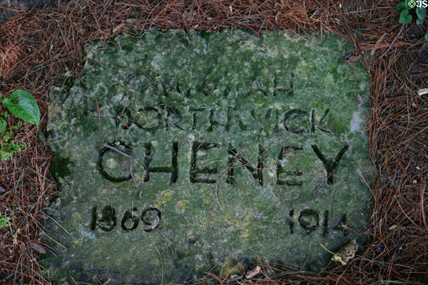Tombstone of Mamah Borthwick Cheney, murdered mistress of Frank Lloyd Wright, at Unity Chapel near Taliesin. WI.