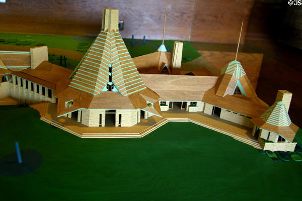 Model of Wright-design for Nakoma Country Club (1923) never built at Taliesin Visitor Center. WI.