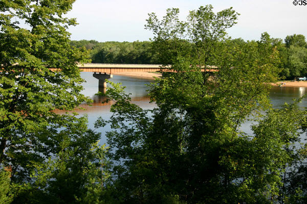 View of Wisconsin River & bridge from Taliesin Visitor Center. WI.