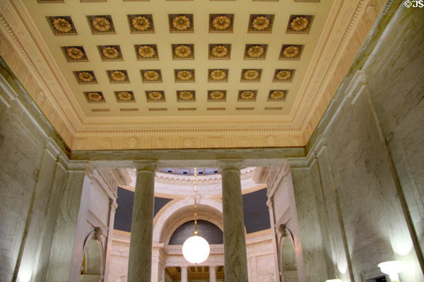 Plaster coffers set in ceilings in legislative foyer of West Virginia State Capitol. Charleston, WV.