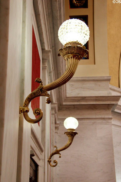 Wall sconces in Senate Chamber of West Virginia State Capitol. Charleston, WV.