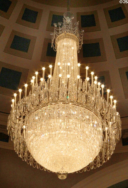 Czechoslovakian crystal chandelier in Senate Chamber of West Virginia State Capitol. Charleston, WV.