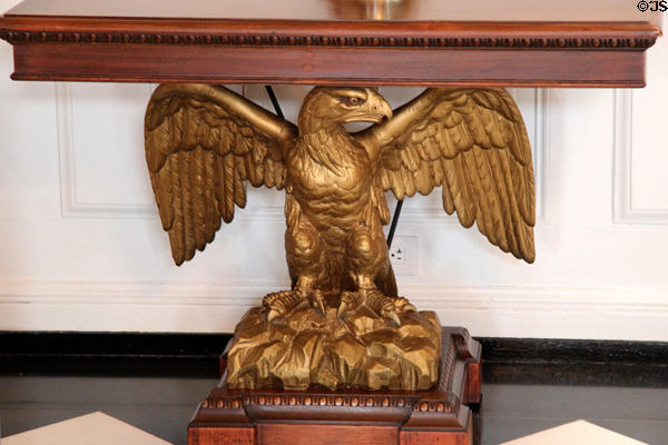 Side table with American eagle pediment at West Virginia Governor's Mansion. Charleston, WV.