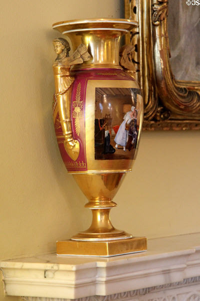 Decorative urn on ballroom mantelpiece at West Virginia Governor's Mansion. Charleston, WV.