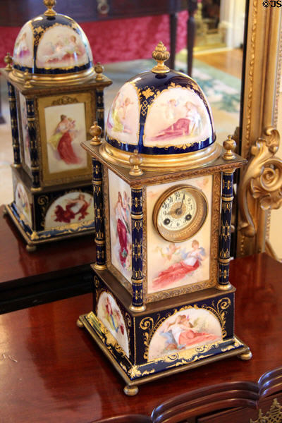 German ormolu porcelain mantel clock made by Old Berlin in ballroom at West Virginia Governor's Mansion. Charleston, WV.