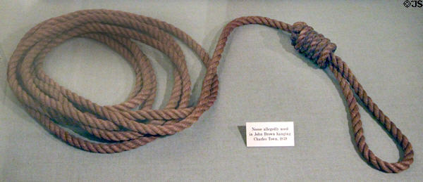 Noose allegedly used in John Brown's hanging at Charles Town (1859) at West Virginia State Museum. Charleston, WV.