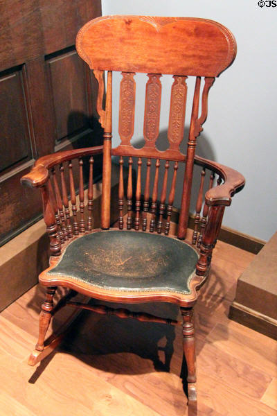 Rocking chair used in governor's office (1890's) in 1885 capitol at West Virginia State Museum. Charleston, WV.