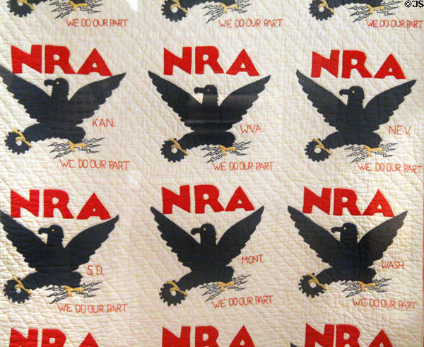 National Recovery Administration (NRA) quilt (c1933-5) at West Virginia State Museum. Charleston, WV.