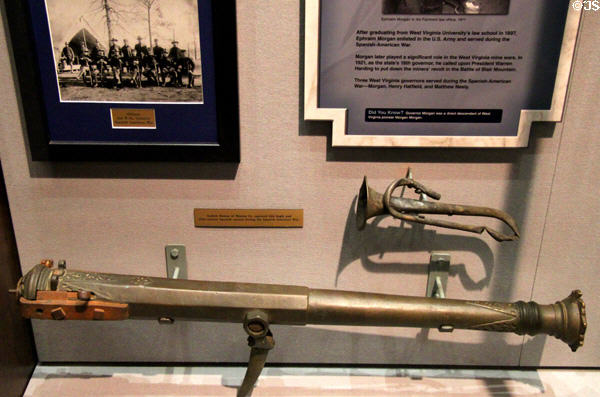 Bugle & 15th C Spanish canon captured during Spanish American War at West Virginia State Museum. Charleston, WV.
