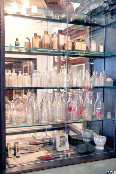 Medicine & other bottles at West Virginia State Museum. Charleston, WV.