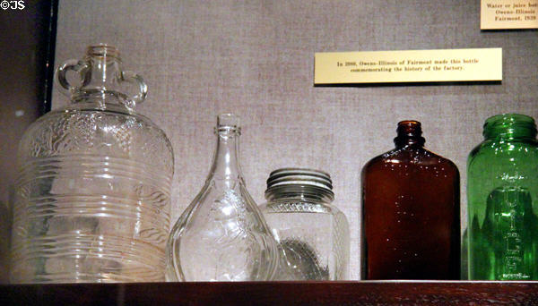 Collection of glass containers at West Virginia State Museum. Charleston, WV.