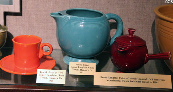 Collection of Homer Laughlin Fiesta China (1930's & 1986) at West Virginia State Museum. Charleston, WV.