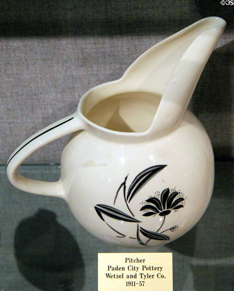Pitcher by Paden City Pottery of Wetzel & Tyler Co., WV (1911-57) at West Virginia State Museum. Charleston, WV.