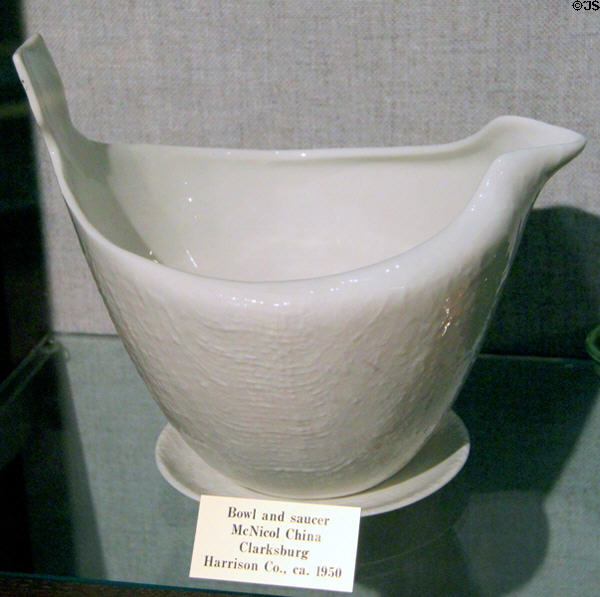 Bowl & saucer (c1950) by McNicol China of Clarksburg Harrison Co., WV at West Virginia State Museum. Charleston, WV.