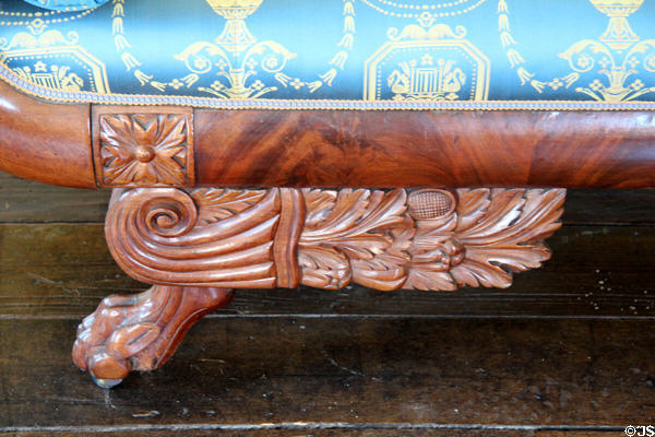 Detail of carved sofa leg at Craik-Patton House. Charleston, WV.
