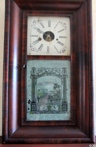 Mantel clock with image of President's House beside Potomac River at Craik-Patton House. Charleston, WV.