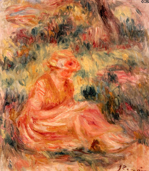 Young Woman in a Landscape painting (c1915-9) by Pierre-Auguste Renoir at Huntington Museum of Art. Huntington, WV.