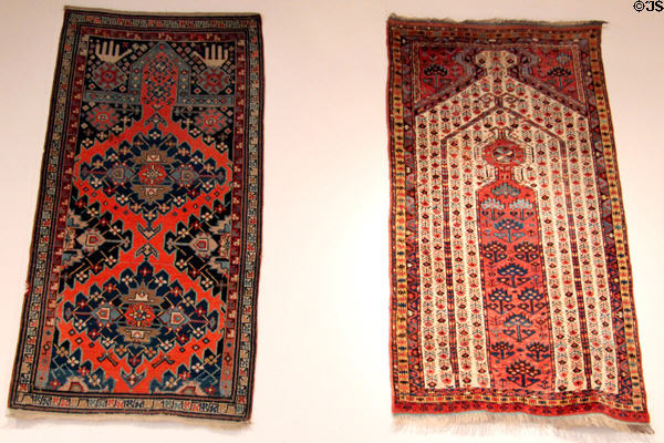 Caucasus prayer rug (1875) & Beshire, Turkoman prayer rug (c1875) at Huntington Museum of Art. Huntington, WV.