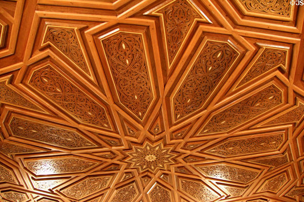 Carved walnut ceiling of Damascus Room at Huntington Museum of Art. Huntington, WV.
