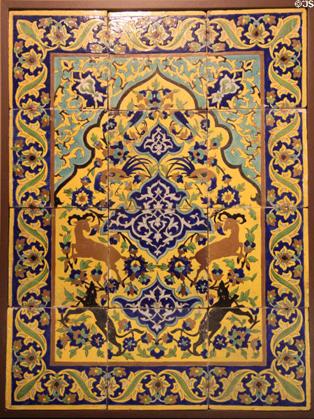 Panel of glazed earthenware architectural tiles (17thC) Iran at Huntington Museum of Art. Huntington, WV.