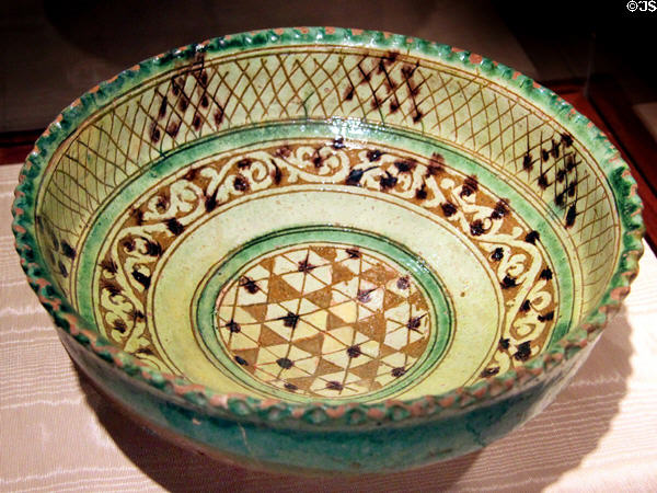 Footed earthenware bowl (10th-12thC) Iran at Huntington Museum of Art. Huntington, WV.