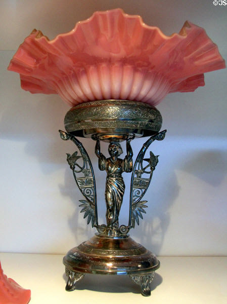 Glass Bride's Bowl On Stand (c1905-10) by New Martinsville Glass Mfg. Co., Martinsville, WV at Huntington Museum of Art. Huntington, WV.