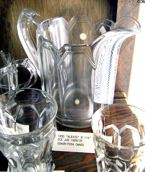 Alexis ice jug (1909-25) at Fostoria Glass Museum. Moundsville, WV.