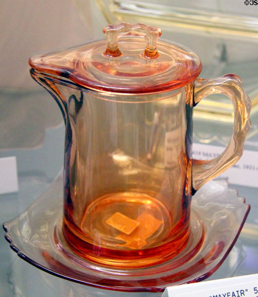 Mayfair syrup dish (c1936) in amber at Fostoria Glass Museum. Moundsville, WV.
