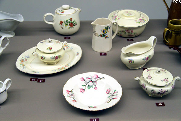 Collection of Homer Laughlin porcelain (1940s-50s) at Grave Creek Mound Museum. Moundsville, WV.