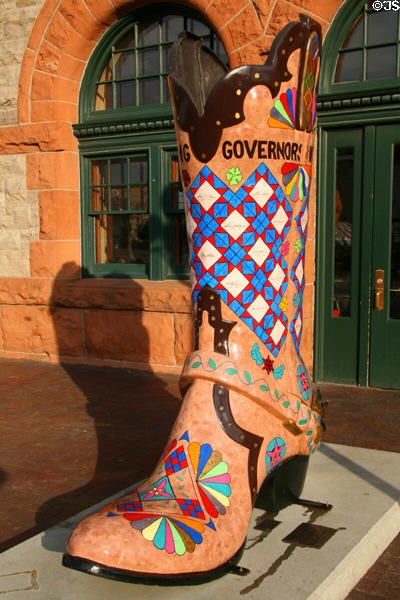 Governors of Wyoming cowboy art boot (2004) by Alice Reed. Cheyenne, WY.