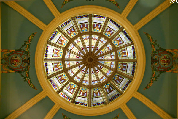 Stained glass skylight under dome of Wyoming State Capitol. Cheyenne, WY.