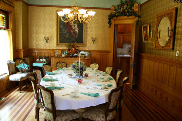Dining room of Nagel Warren Mansion B&B. Cheyenne, WY.