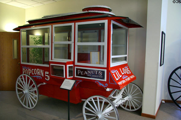 Popcorn wagon (c1910) by C. Cretors & Co., Chicago, at Cheyenne Frontier Days Old West Museum. Cheyenne, WY.