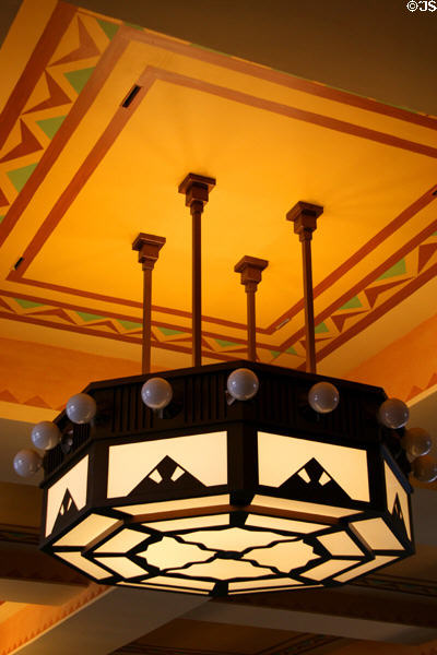 Art Deco lamp fixture of former Union Pacific Cheyenne depot. Cheyenne, WY.