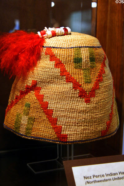 Nez Perce woven corn husk hat at Nelson Museum of the West. Cheyenne, WY.