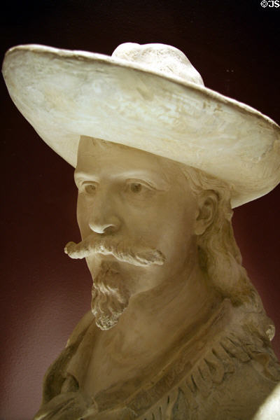 William F. Cody plaster bust (1891) by A. Scholl of Germany at Buffalo Bill Center of the West. Cody, WY.