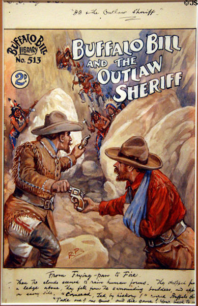 Artwork for British Buffalo Bill Magazines by Robert Prowse (c1908-15) at Buffalo Bill Center of the West. Cody, WY.
