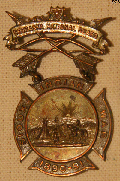 Nebraska National Guard medal for Sioux Indian War (1890-1) engraved "Presented to Col. W.F. Cody" at Buffalo Bill Center of the West. Cody, WY.