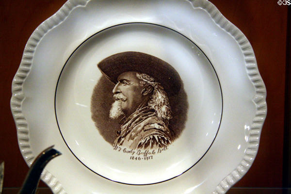 Buffalo Bill 100th birthday (1946) commemorative plate by Copeland Spode at Buffalo Bill Center of the West. Cody, WY.