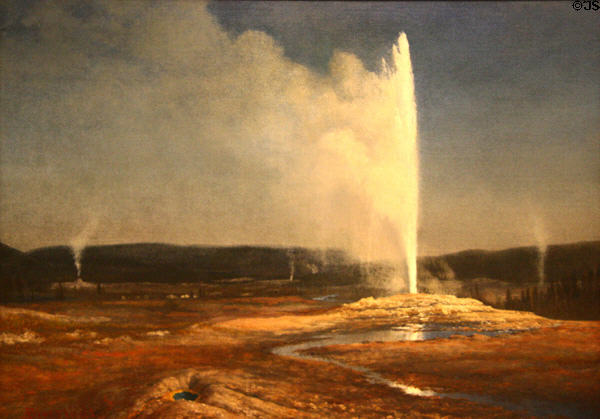 Geysers in Yellowstone painting (c1881) by Albert Bierstadt at Buffalo Bill Center of the West. Cody, WY.
