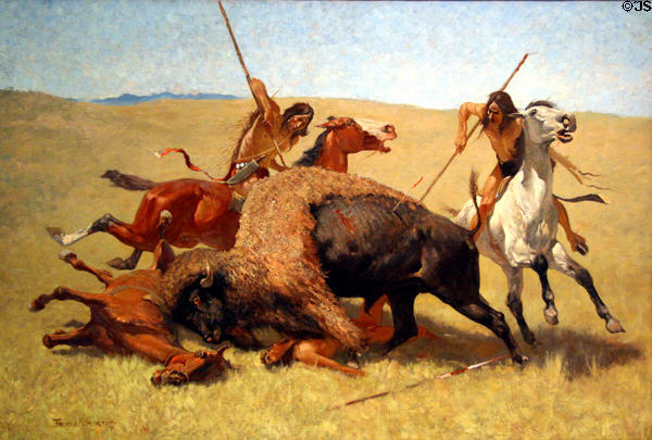 Buffalo Hunt painting (1890) by Frederic Remington at Buffalo Bill Center of the West. Cody, WY.