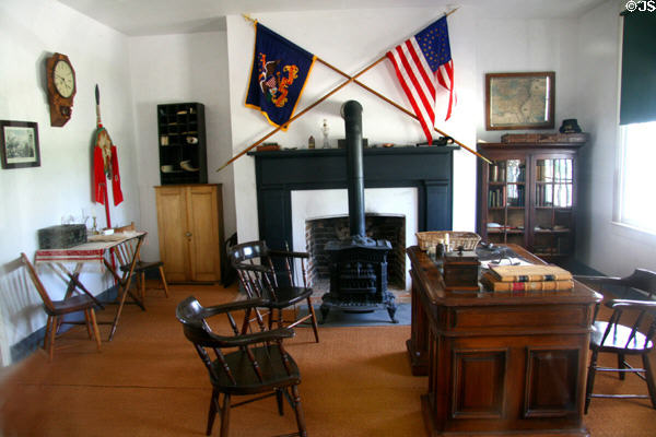 Interior office of Old Bedlam house at Fort Laramie National Historic Site. WY.