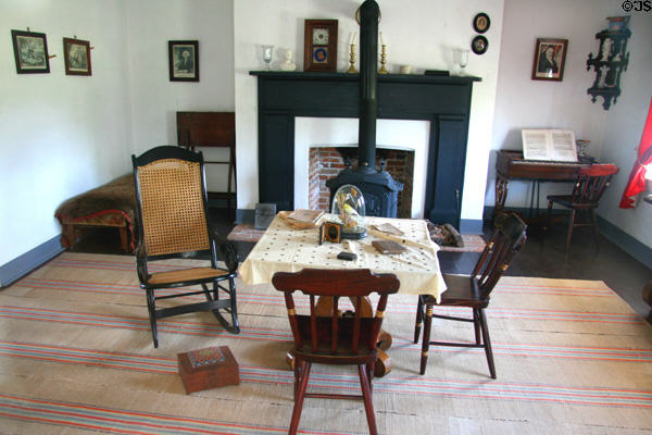 Parlor of Old Bedlam house at Fort Laramie National Historic Site. WY.