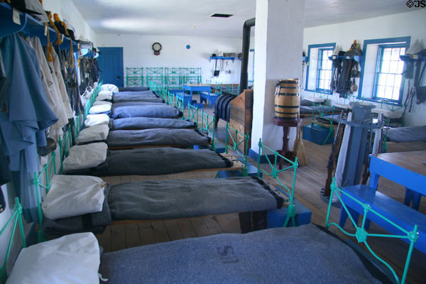 Troop dormitory in Cavalry barracks at Fort Laramie National Historic Site. WY.