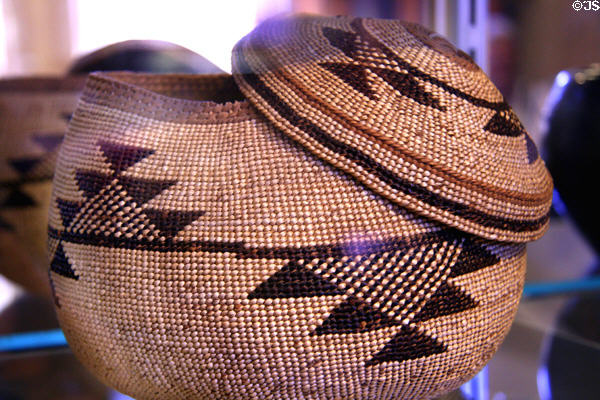 Antique native basket with cover at Laramie Plains Museum. Laramie, WY.