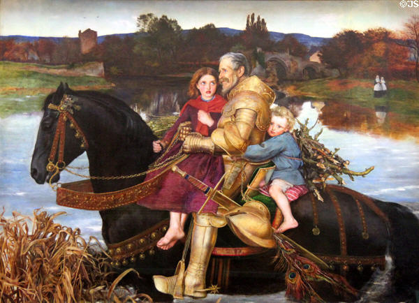 Dream of the Past: Sir Isumbras at the Ford painting (1856-7) by John Everett Millais at Lady Lever Art Gallery. Liverpool, England.