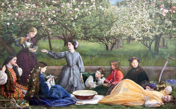 Spring (Apple Blossoms) painting (1858-9) by John Everett Millais at Lady Lever Art Gallery. Liverpool, England.