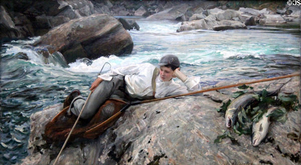 On His Holidays, Norway painting (1901-2) by John Singer Sargent at Lady Lever Art Gallery. Liverpool, England.