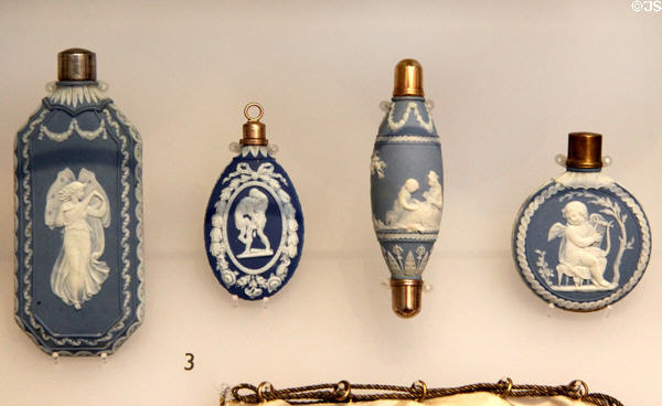 Wedgwood jasper scent bottles with gold caps (1790-1800) at Lady Lever Art Gallery. Liverpool, England.