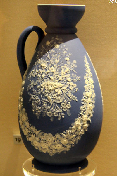 Wedgwood blue jasper jug with floral decoration (c1850-67) at Walker Art Gallery. Liverpool, England.
